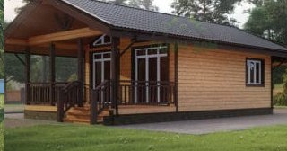 Проект одноэтажного дома из бруса с террасой - Строительство в Санкт-Петербурге от Строй-Мск от 136916 руб.